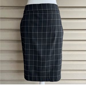 Stretchy Window Pane Checked Pencil Skirt Sz L